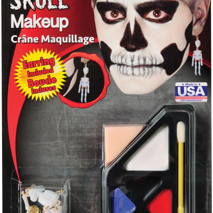 Skeleton Skull Makeup Face Paint Kit with Earrings