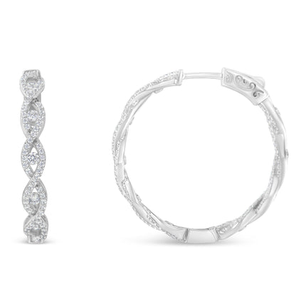 10K White Gold Diamond Hoop Earrings (1 1/2 cttw, H-I Color, I1-I2 Clarity)