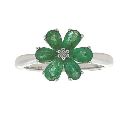 Natural 1.14ct Emerald Zircon Ring Sterling Silver