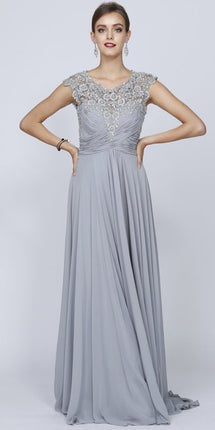 Juliet 585 A-Line Gown Cap Sleeve Empire Waist Full Length