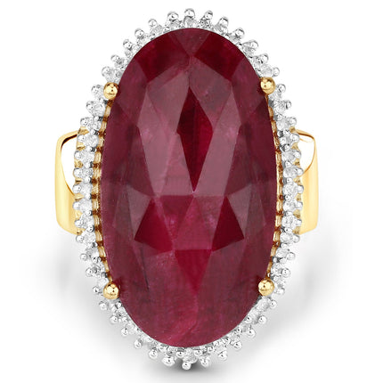 19.11 Carat Dyed Ruby and White Topaz .925 Sterling Silver Ring