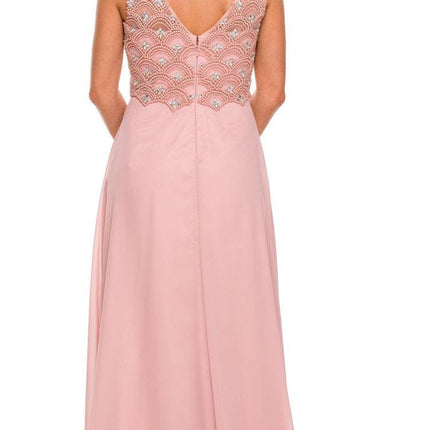CLEARANCE - Juliet 590 Floor Length Chiffon Formal Gown Cap Sleeve (Size 2XL)