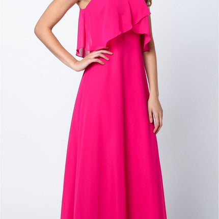 Juliet 591 Long Bridesmaid Dress Ruffled Bodice