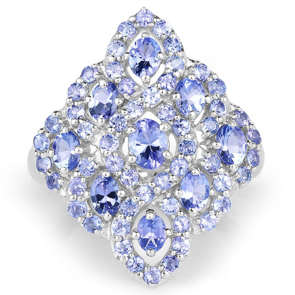 3.31 Carat Genuine Tanzanite .925 Sterling Silver Ring