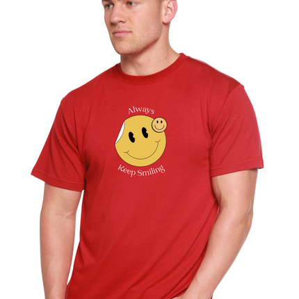 Always Keep Smiling Men's Bamboo Viscose/Organic Cotton Short Sleeve Graphic T-Shirt