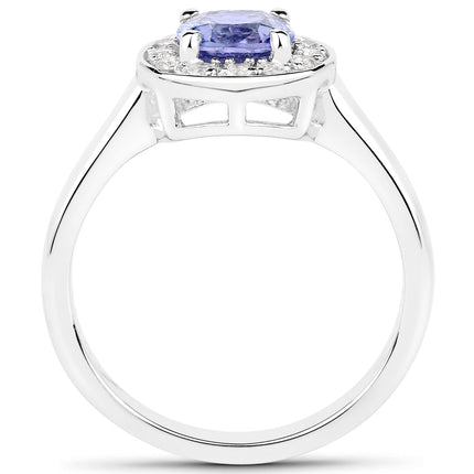 1.51 Carat Genuine Tanzanite and White Topaz .925 Sterling Silver ring