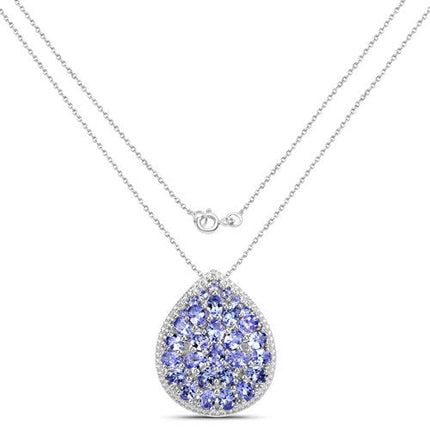 4.16 Carat Genuine Tanzanite .925 Sterling Silver Pendant