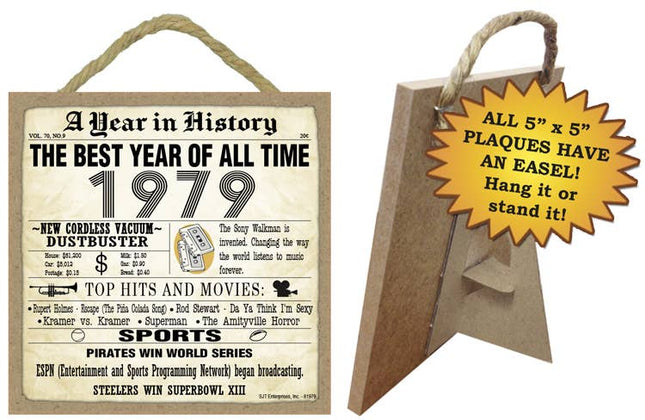 1979 A Year in History Plaques 5" x 5" wood plaque/sign