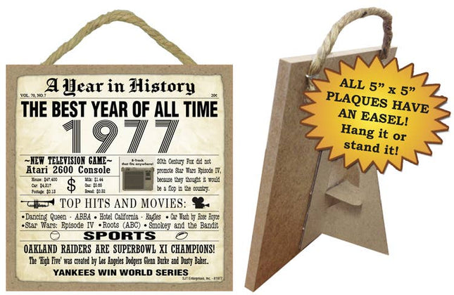 1977 A Year in History Plaques 5" x 5" wood plaque/sign