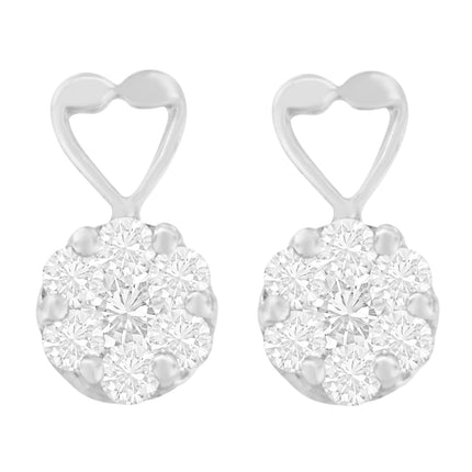 14K White Gold 1 1/4 cttw Round Cut Diamond Earrings (H-I, I1-I2)