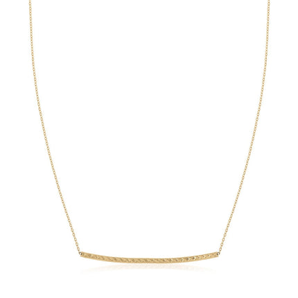 14k Yellow Gold Thin Textured Bar Necklace