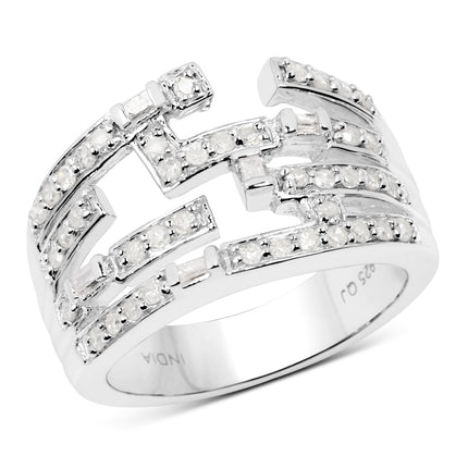 0.60 Carat Genuine White Diamond .925 Sterling Silver Ring