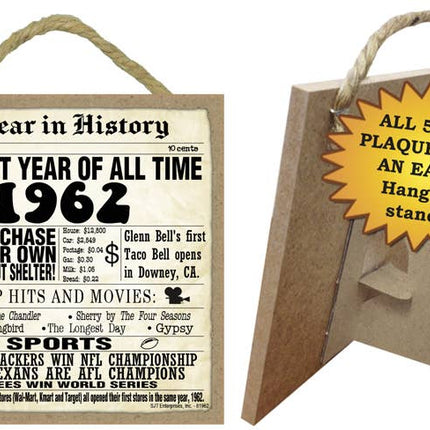 1962 A Year in History Plaques 5" x 5" wood plaque/sign