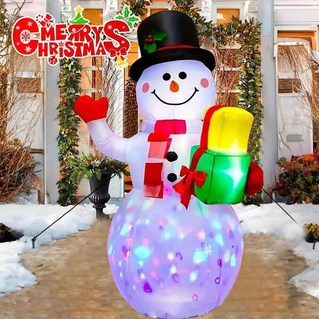 5FT Rotating Christmas Inflatable Snowman Decoration with 360° Colorful LED Lights