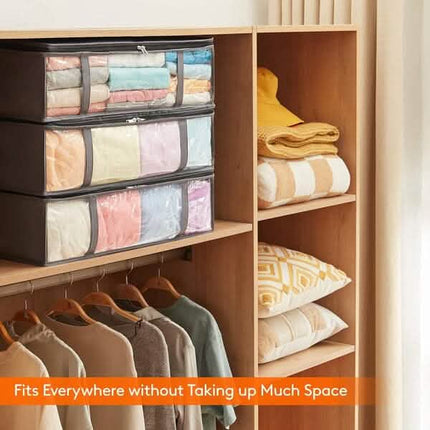 6-Pack: 40L Foldable Clothing Storage Bags with Front Clear Window