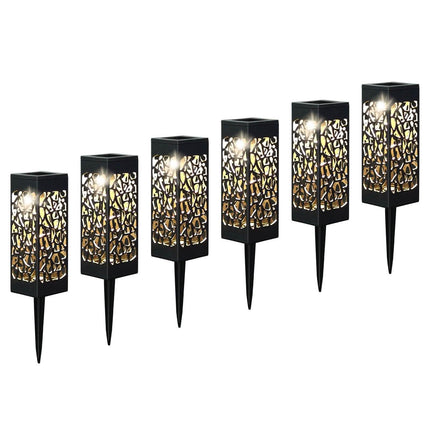 6-Pack: Outdoor Solar Light Powered Garden Pathway Lights Waterproof Hollow with Ground Spike