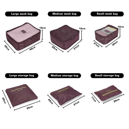 6-Pack: Travel Storage Bag Set Packing Cube Organizer