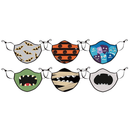 6-Pack: Two-Layer Reusable Halloween Kids Face Mask With Adjustable Earloop