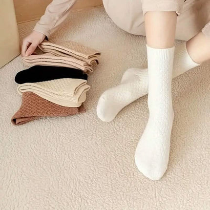6-Pairs: Autumn and Winter Thick Warm Solid Socks