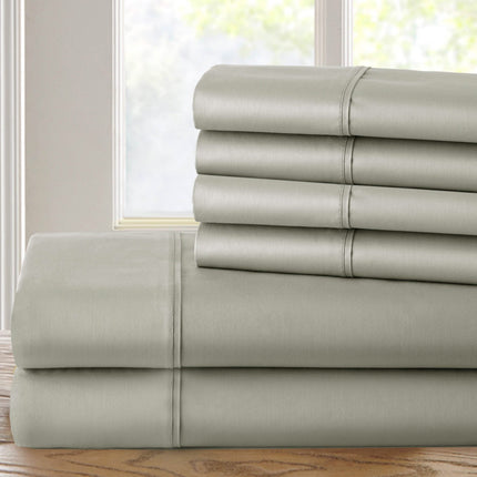 6-Piece: 1200 Thread Count Cotton Rich Solid Sateen Sheet Set