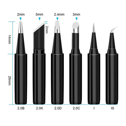 6-Piece Set: 900M-T Series Soldering Iron Tips