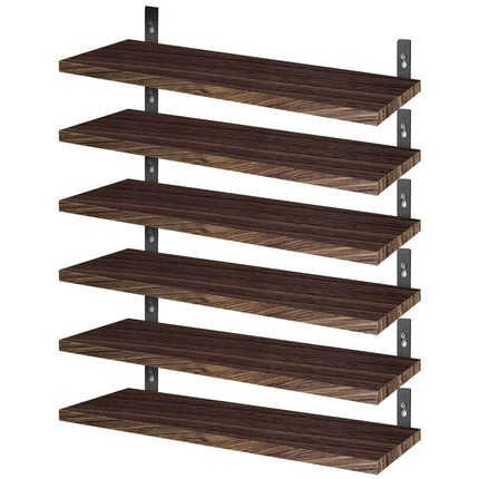 6-Piece Set: Wall Mounted Shelve Wood Storage Metal Bracket Display