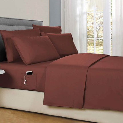 6-Piece: Solid with Side Pockets Sheet Set in Full