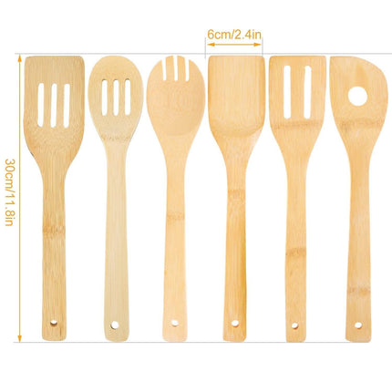 6-Pieces: Cooking Utensil Bamboo Wooden Spoons