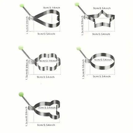 6-Pieces: Creative Stainless Steel Egg Cooking Ring Set