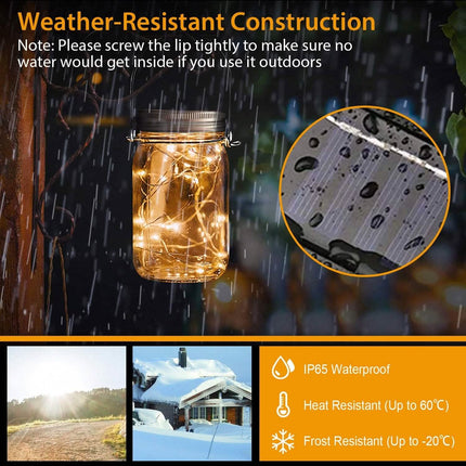 6-Pieces: Solar Powered Mason Jar Lid Lights 20 LEDs