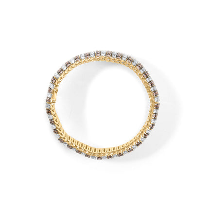 10K Yellow Gold 10-1/3 Cttw Alternating Coco Color and White Diamond 5 Row Tennis Bracelet (Brown/H-I Color, SI1-SI2 Clarity) - Size 7.25