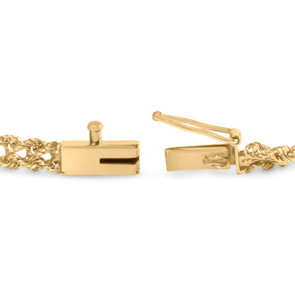 10K Yellow Gold 1/4 Cttw Round-Cut Diamond Basket Weave Rope Chain Style 7" Bracelet (H-I Color, I1-I2 Clarity)