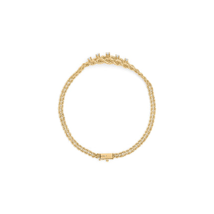10K Yellow Gold 1/4 Cttw Round-Cut Diamond Basket Weave Rope Chain Style 7" Bracelet (H-I Color, I1-I2 Clarity)