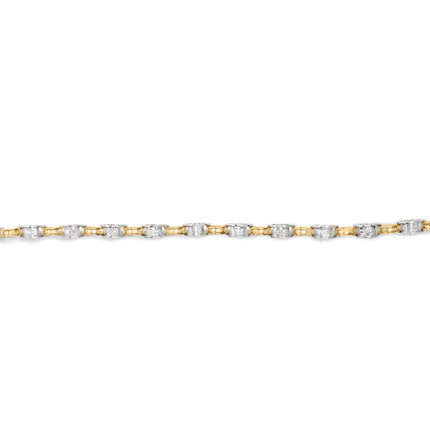 14K Two-Tone Gold 1.00 Cttw Princess-Cut Diamond Chain Link 7" Bracelet (H-I Color, SI1-SI2 Clarity)