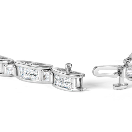14K White Gold 2.0 Cttw Baguette and Princess-Cut Diamond Tennis Bracelet (H-I Color, SI1-SI2 Clarity) - 7"