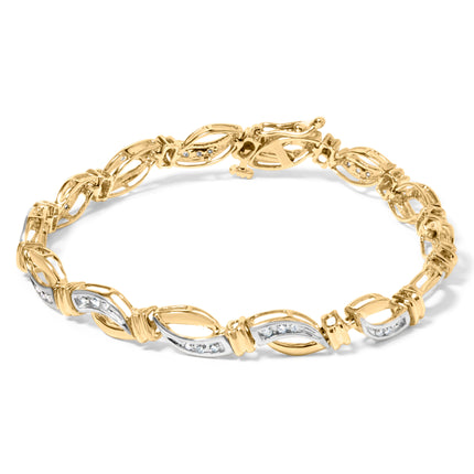 10K Yellow and White Gold 1/2 Cttw Channel Set Diamond Infinity Link 7" Tennis Bracelet (H-I Color, I1-I2 Clarity)