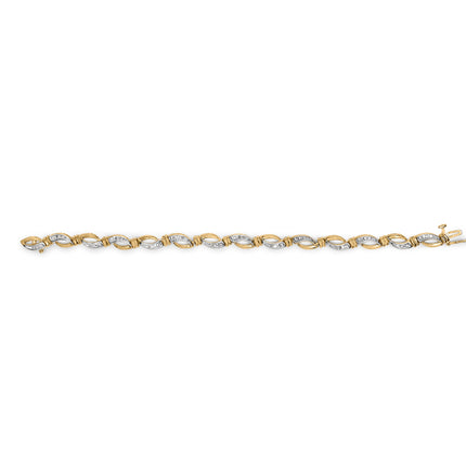 10K Yellow and White Gold 1/2 Cttw Channel Set Diamond Infinity Link 7" Tennis Bracelet (H-I Color, I1-I2 Clarity)