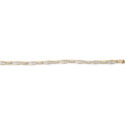 14K Yellow Gold Princess and Baguette Cut Diamond Beaded Bracelet (3.00 cttw, H-I Color, SI1-SI2 Clarity)