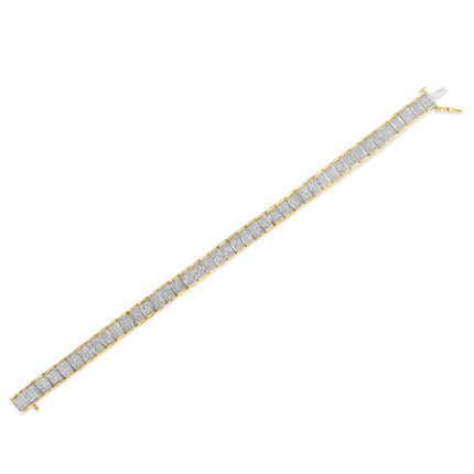 14K Yellow Gold 5.0 Cttw Invisible Set Princess-cut Diamond Buckle Link Tennis Bracelet (H-I Color, SI2-I1 Clarity) - Size 7.25"