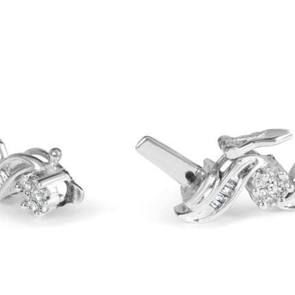 14K White Gold 2.00 Cttw Diamond Cluster and Spiral Link Bracelet (I-J Color, I1-I2 Clarity) - 7"