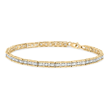 10K Yellow Gold 1.0 Cttw Round Diamond Pave Link Bracelet
