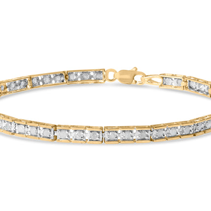 10K Yellow Gold 1.0 Cttw Round Diamond Pave Link Bracelet