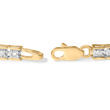10K Yellow Gold 1.0 Cttw Round Diamond Pave Link Bracelet