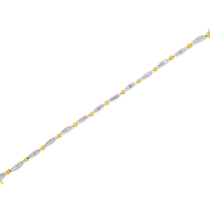 10K Two-Tone Gold 2.0 Cttw Baguette Diamond Channel Link Bracelet