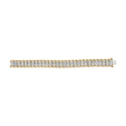 10K Yellow Gold 4.00 Cttw Pave Diamond Classic Link 7" Bracelet (I-J Color, I2-I3 Clarity)