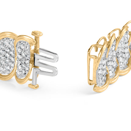 10k Yellow Gold 5.00 Cttw Diamond Oval Banded Link Bracelet (I-J Color, I1-I2 Clarity) - 7" Inches