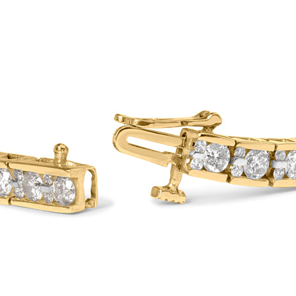 10K Yellow Gold 4.00 Cttw Channel Set Round Diamond Tennis 7" Bracelet (J-K Color, I1-I2 Clarity)