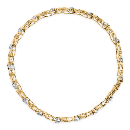 10K White Gold 1.00 Cttw Diamond Floral Cluster and X-Link 7.25" Bracelet (I-J Color, I1-I2 Clarity)