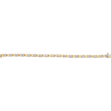 10K White Gold 1.00 Cttw Diamond Floral Cluster and X-Link 7.25" Bracelet (I-J Color, I1-I2 Clarity)