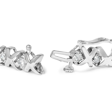 10K White Gold 1 1/2 Cttw Diamond Alternating Diamond and X-Link 7.5" Tennis Bracelet (H-I Color, I2-I3 Clarity)